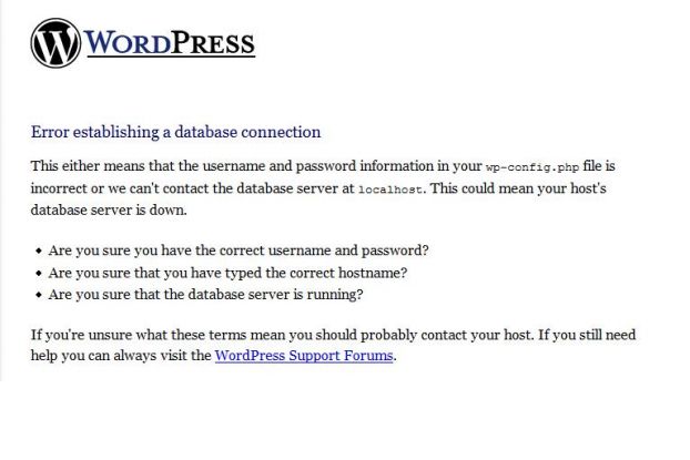 Sudden Wordpress Database Error