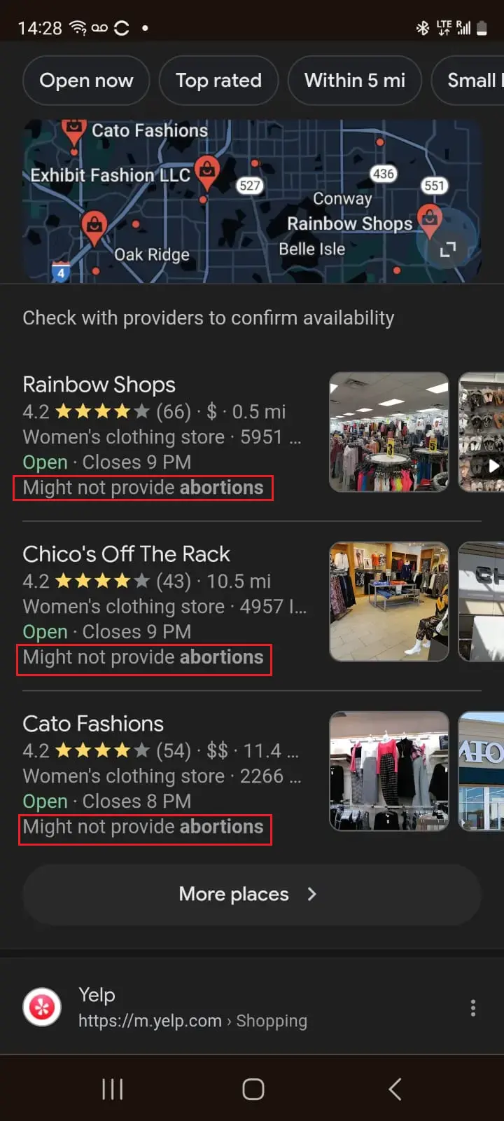 Google Search Might not provide abortions